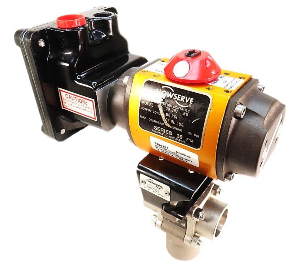Flowserve MK503 10E 39 SNZ R6 Series 39 Pneumatic Actuator w/ 3-Way SS Valve NEW