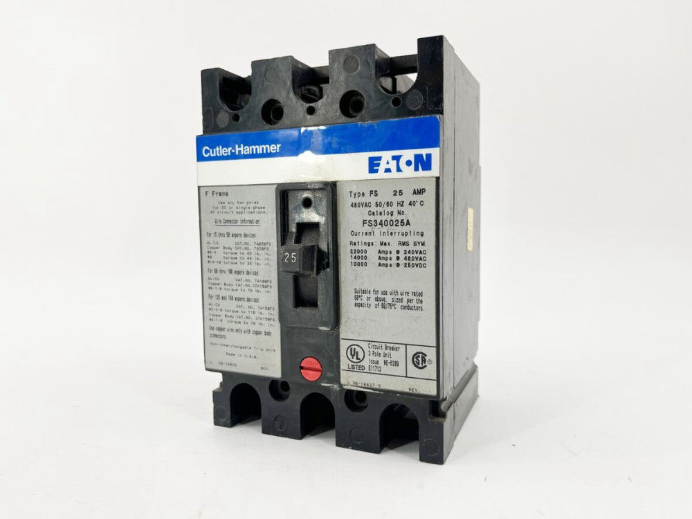 New Eaton Cuttler Hammer FS340025A Circuit Breaker 25A 480V 3P