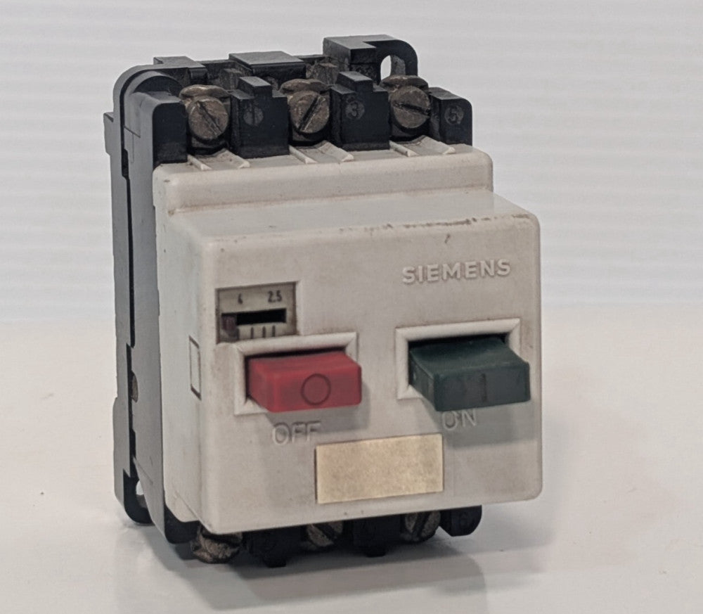 Siemens 3VE1000-2J Manual Motor Starter Contactor 300VAC, 3PH, 3 Pole