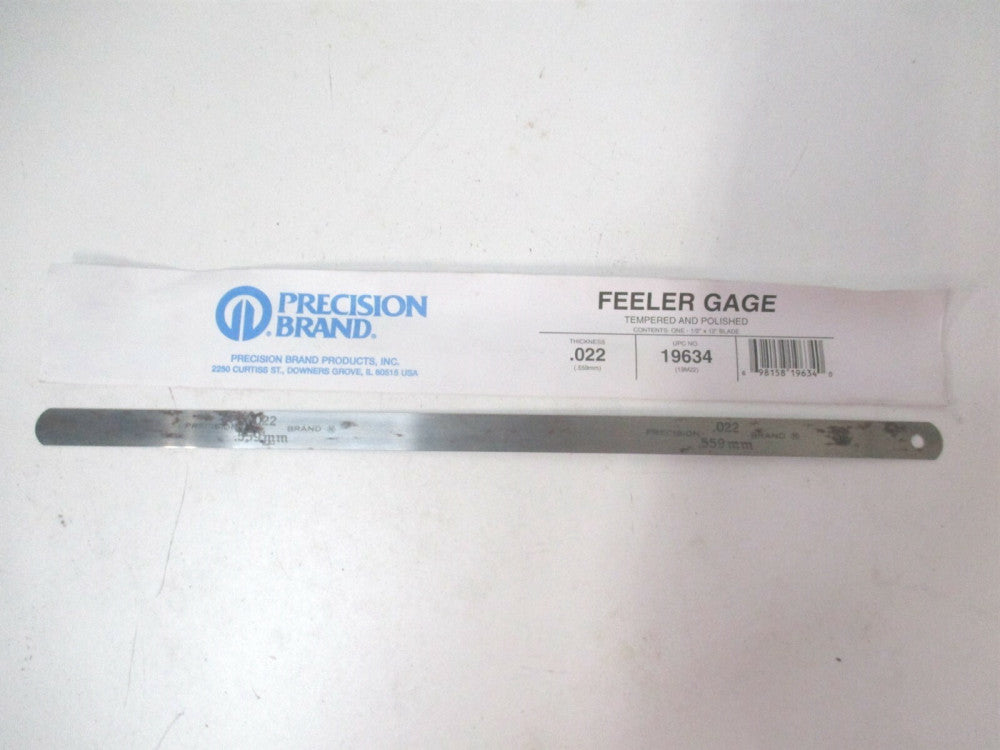 Precision (19635) 0.022" x 1/2" x 12" OAL High Carbon Steel Parallel Feeler Gage