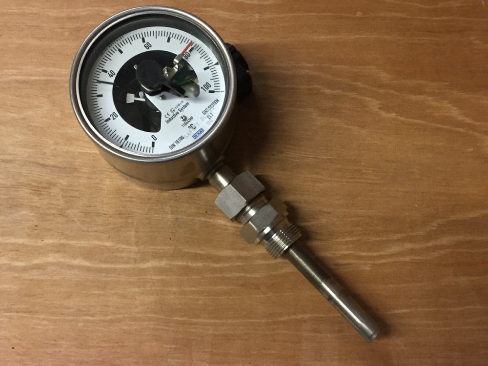 NEW Wika Gas Actuated Thermometer w/ Inductive Contact Switch 831.2 DIN 16196