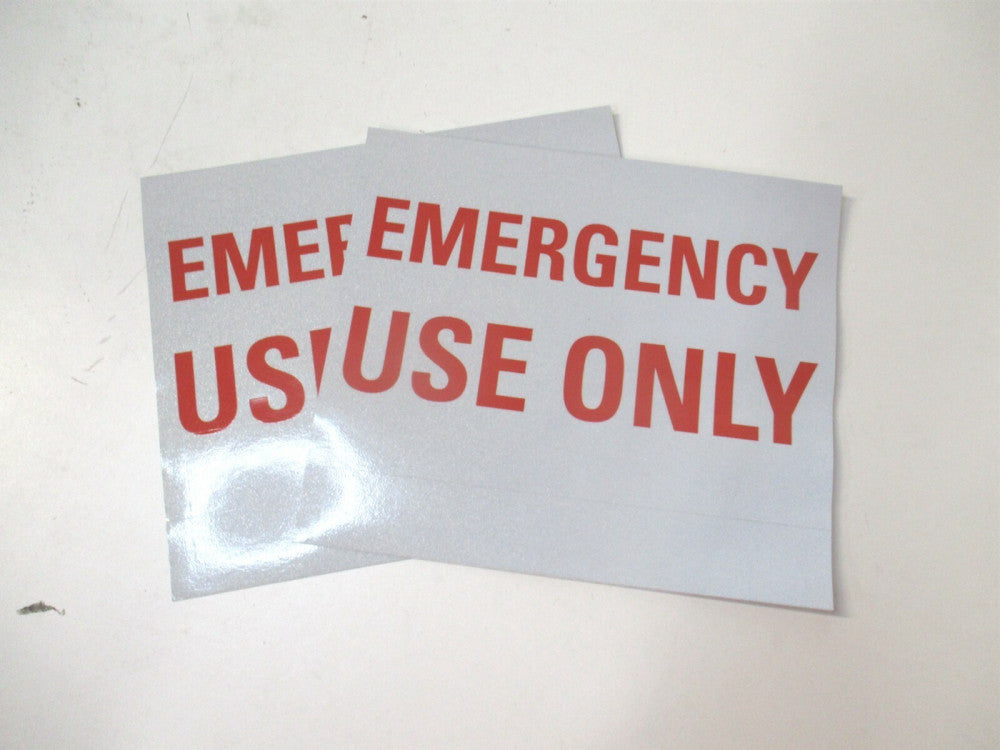 Lyle (U7-1156-RD_7X5) 5" x 7" Emergency Use Only White/Red Safety Decal - Qty 2