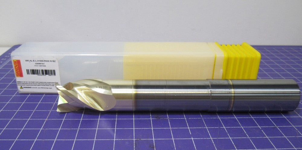 Sandvik Coromant 1" Corner Radius End Mill 3F 1-1/4" LOC Carbide 0.0300" Radius
