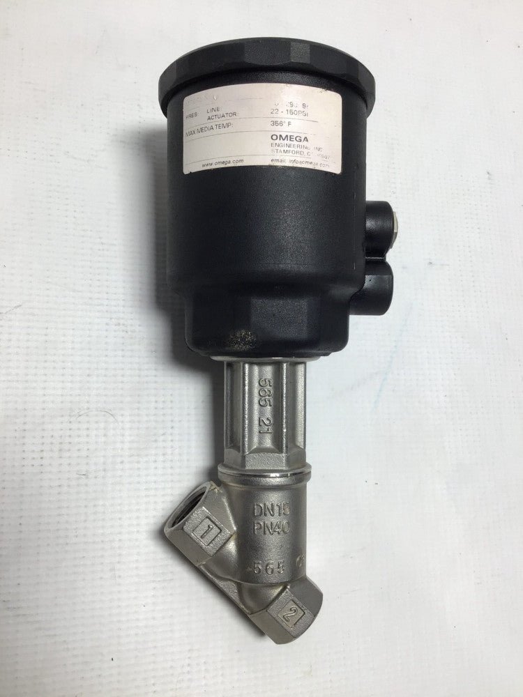 Omega AN205SXW00 Piston Actuated Valve 1/2" NPT Stainless Steel 316