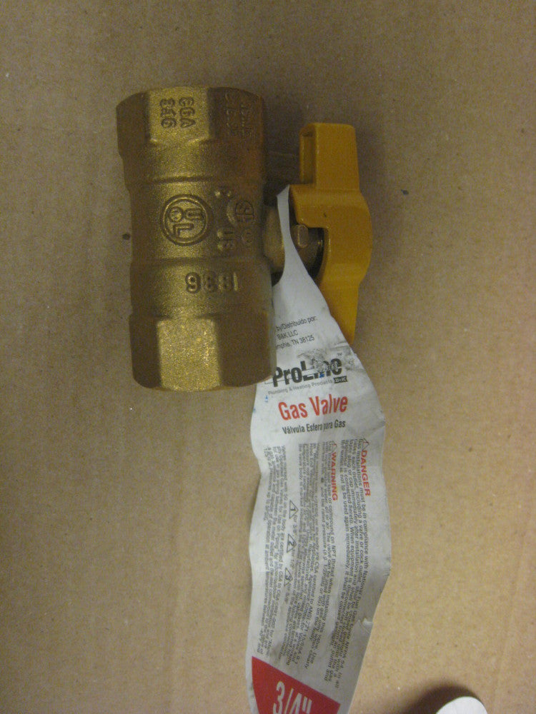 B & K ProLine MODEL 111-624C Gas Ball Valve, 3/4 in FPT, Brass 2 piece body