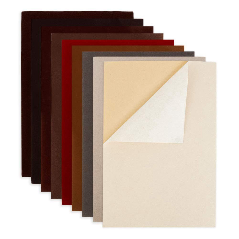 18PCS 9 Color Velvet Fabric Sticky Back Adhesive Back Sheets, A4 Sheet (8.3" ...
