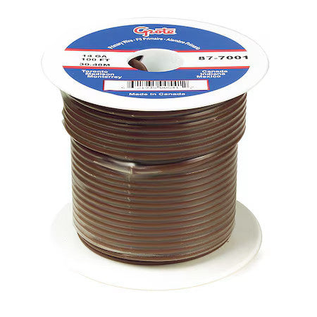 Grote 87-8001 Primary Wire, Gpt, 16 Awg, 1C C, Brown, Pvc, Stranded, 60V, 100