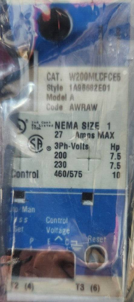 W+200MLCFCE5 Eaton/Cutler Hammer NEMA 1 120V/60Hz NR-Starter  1A96682E01 REFURB