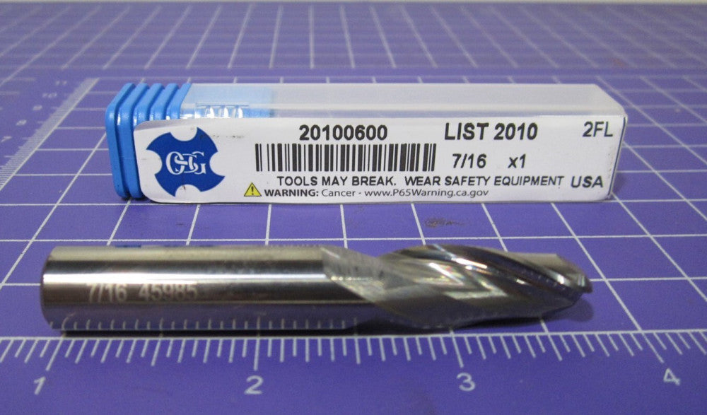 OSG (20100600) 7/16" Ball End Mill 1" LOC 2F Solid Carbide 2-3/4" OAL