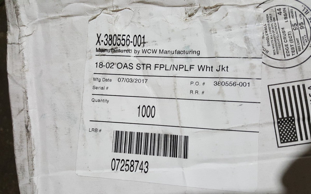 SMART WIRE RACK PACK 18-02 OAS STR FPL/NPLF WHT JKT 1000FT X-380556-001