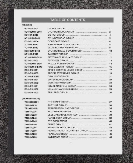 2210 SUB-COMPACT TRACTOR PARTS MANUAL FITS KIOTI TRACTOR CS2210 WY820001