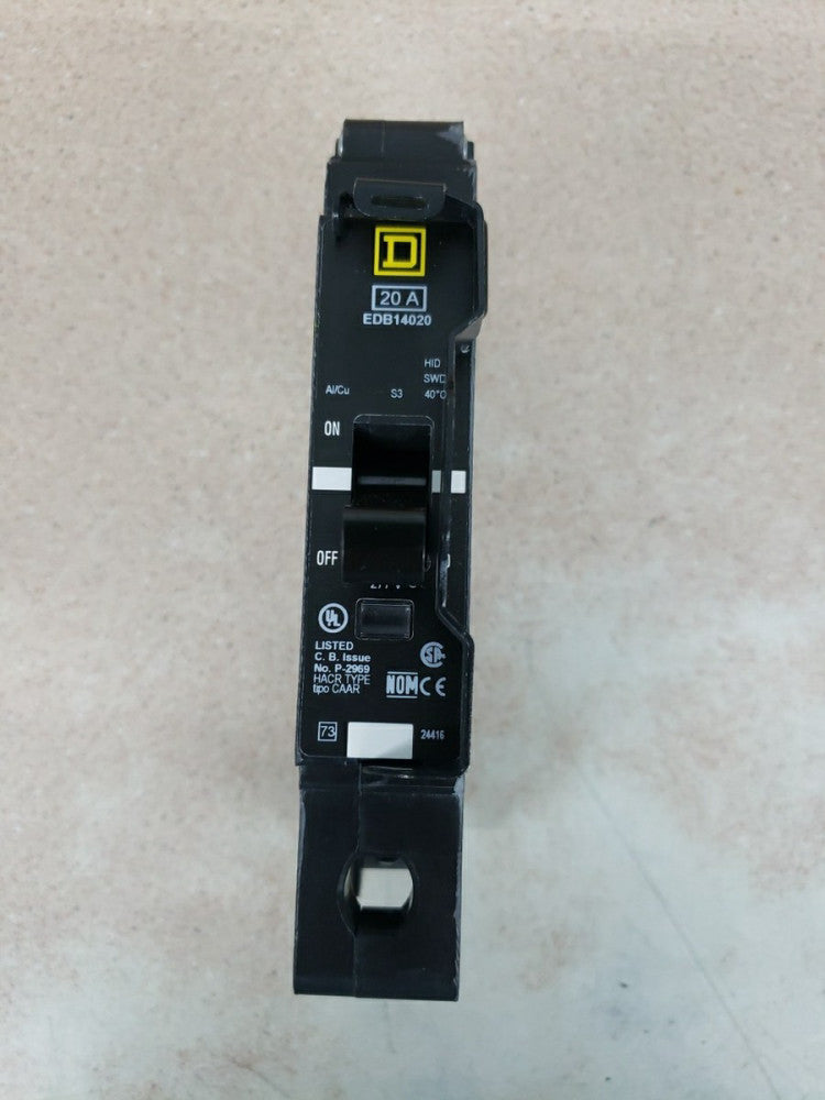 1) New Take Out Square D EDB14020 Circuit Breaker 20 Amp 277V  1 Pole w Clip