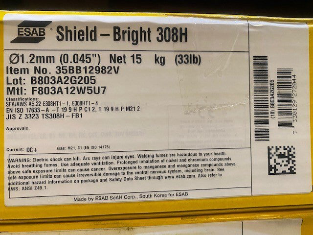 .045" E308HT1-1 SHIELD-BRIGHT® 308H Gas Shielded Flux Core Welding Wire - 33lb