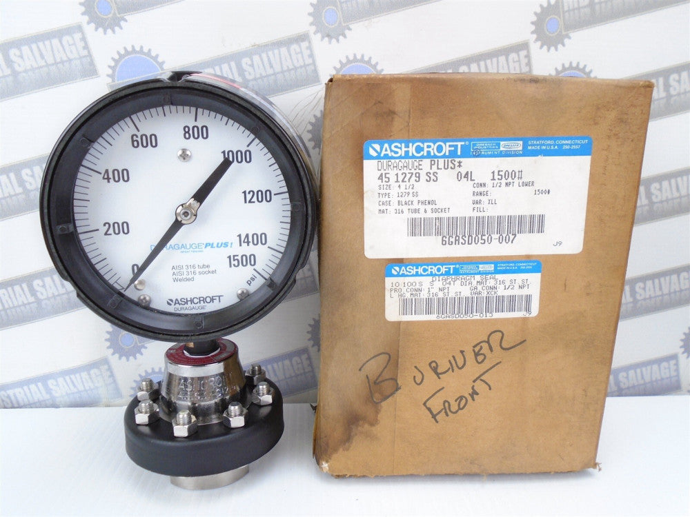 DURAGAUGE PLUS XXL - 45-1279-SS-04L-1500# - 4.5 0-1500 PSI w/DIAPHRAGM SEAL -NEW