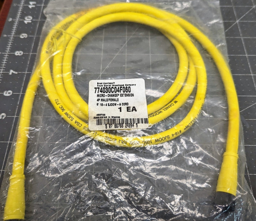 Micro Change 4P Male/Female Cord Set 6’ Foot 18/4 SJOOW MOLEX-WOODHEAD [B9B2]