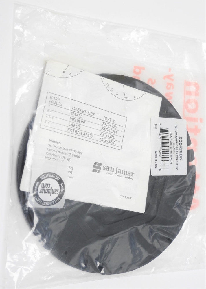 San Jamar 4 pc Gasket Kit for C2410C Dispenser Black XC2426BK S/M/L/XL 1 each