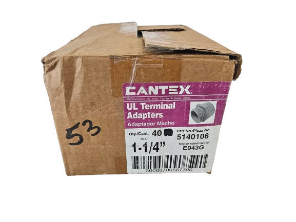 Box of (40) Cantex 5140106 1-1/4 in. D PVC Male Adapter