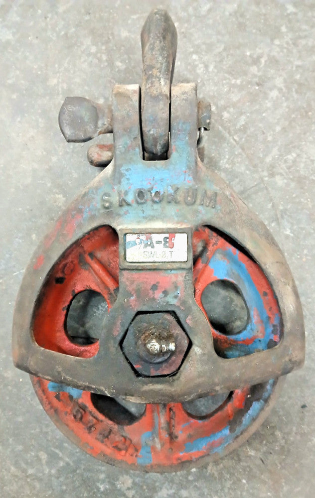 SKOOKUM 8" STEEL PULLEY SNATCH BLOCK W/SHACKLE A8 SWL8T 8 TONS WIRE ROPE 1/2"