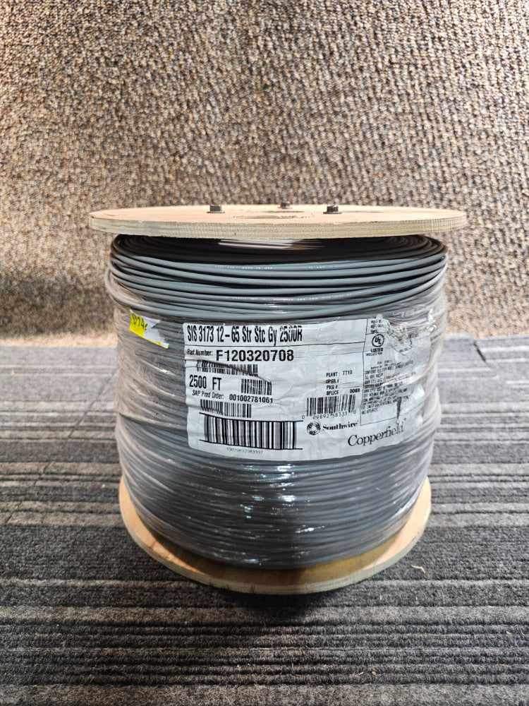 Southwire F120320708 2500 Ft 12AWG SIS 3173 XLPE Tinned Copper Hook-Up Wire Gray