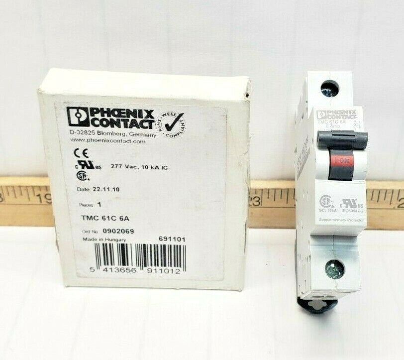 New Phoenix Contact 6 Amp Circuit Breaker 277 VAC Single Pole  TMC 61C 6A