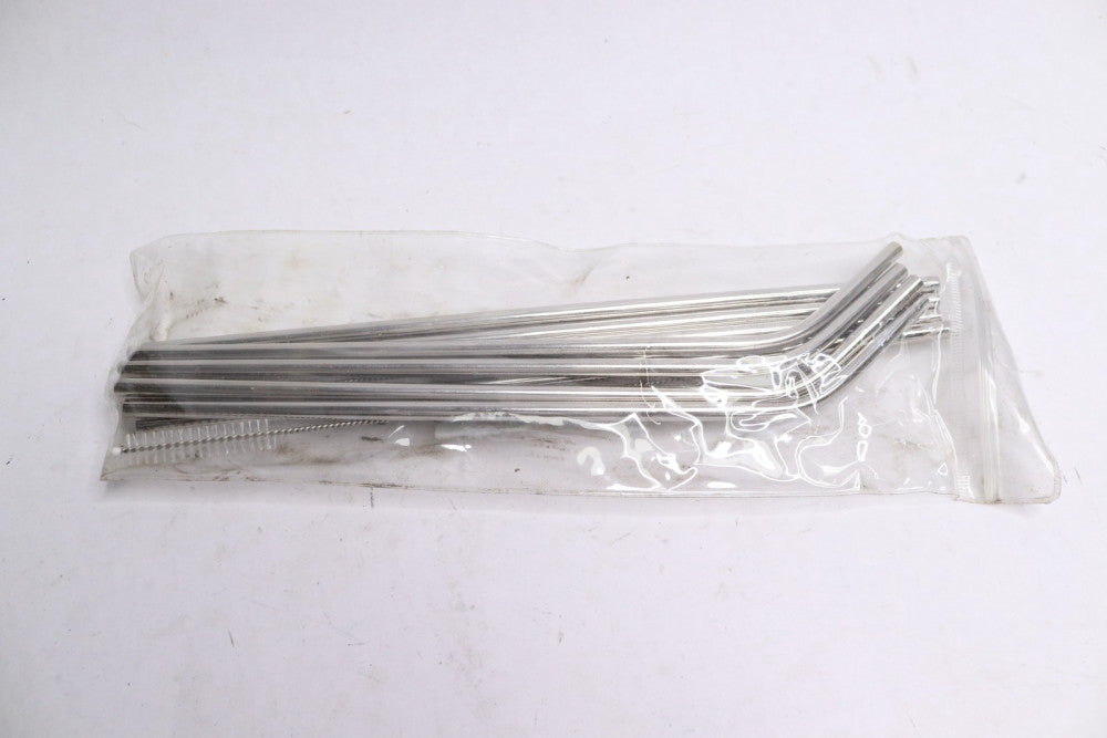 (8-Pk) Mind Reader Reusable Straws Stainless Steel Silver SSTRAW8-SIL 