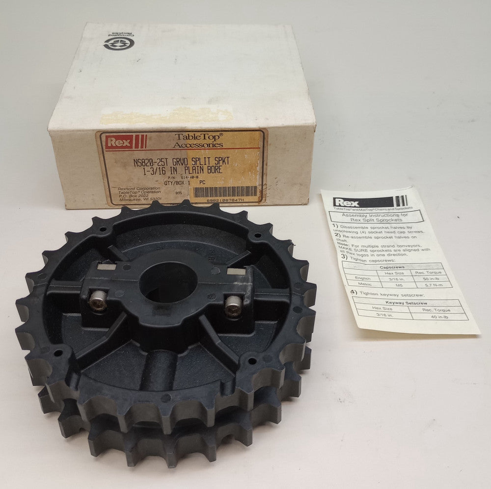 Rexnord 614-40-8 Split Sprocket NS820-25T 1-3/16" Plain Bore