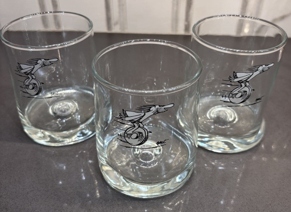 Set of 3 Vintage B.C. Comics Thor Caveman Ice Age Tumblers Glasses - Johnny Hart