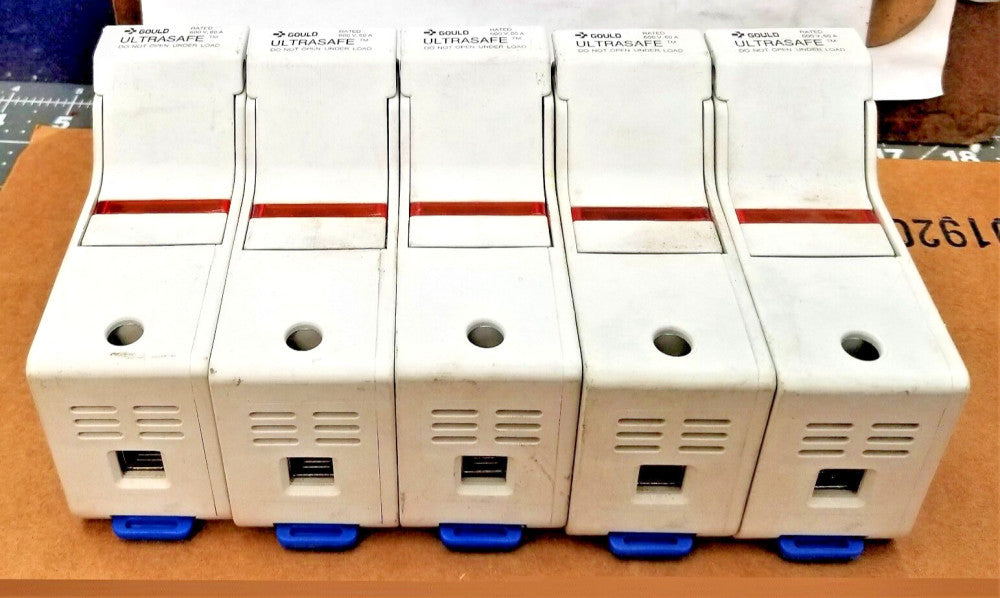(5) Gould US6J1I Ultrasafe Fuseholder 60 Amp 600 Volt 1 Pole WORKING PULL [Z4B1]