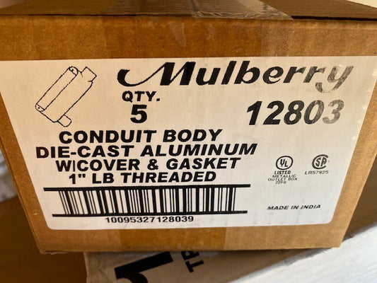 (5 Pack) Mulberry 1" LBs 12803 Aluminum Conduit Body Lid & Gasket EMT Rigid