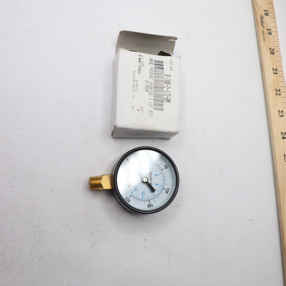 Pressure Gauge 0-200 Psi 2-1/2" 0-200-2-1/2-BM