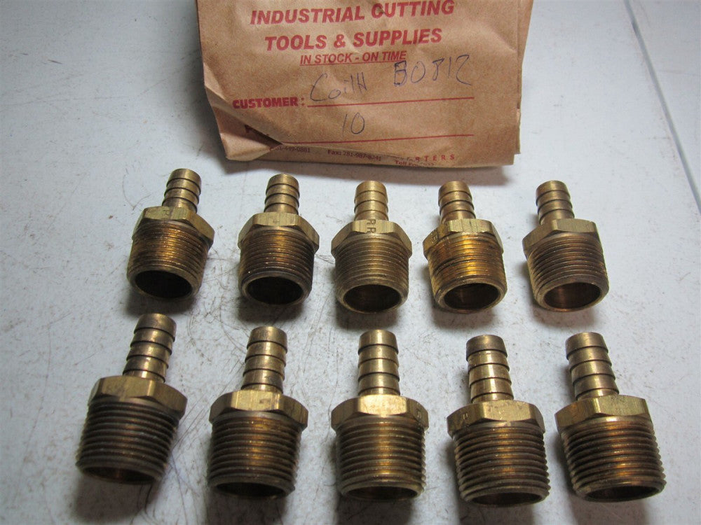 Coilhose Pneumatics (B0812) 1/2" ID x 3/4" MPT Male Hose Barb Fittings - Qty 10