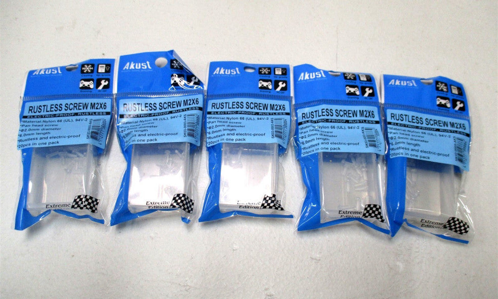 Akust (SK03-0003-AKS) M2x6 Nylon Electric-Proof Rustless Pan Head Screw 100 QTY