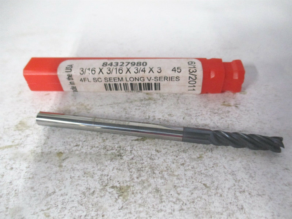(446L1875C11) 3/16 x 3/4" x 3/16" x 3" Solid Carbide 4FL Corner Chamfer End Mill
