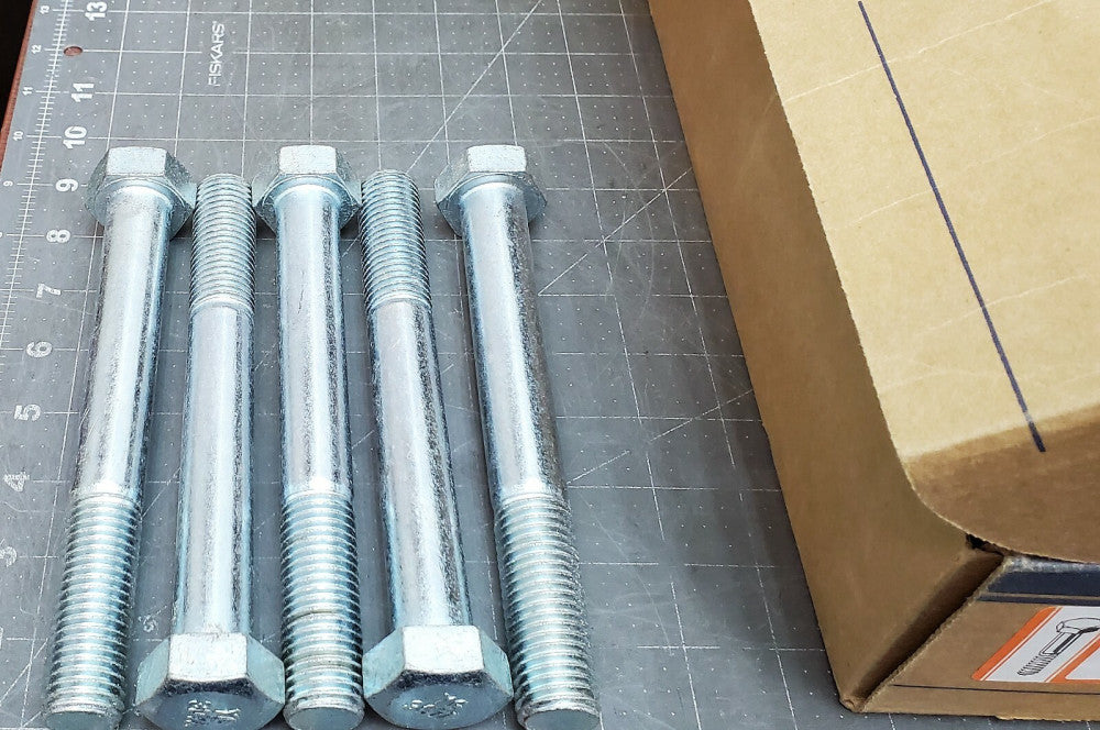 (QTY 5) 7/8"-9 x 7" Zinc Plated Steel Coarse Thread Hex Cap Screws [A0S4] 