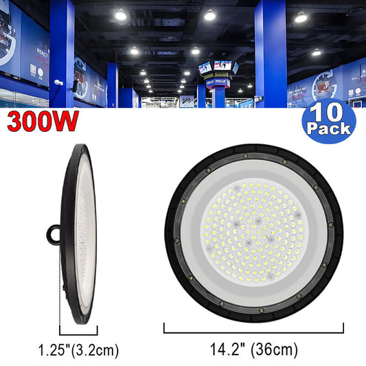 10 Pack 300W UFO Light Industrial Warehouse GYM Garage High Bay Led Shop Lights