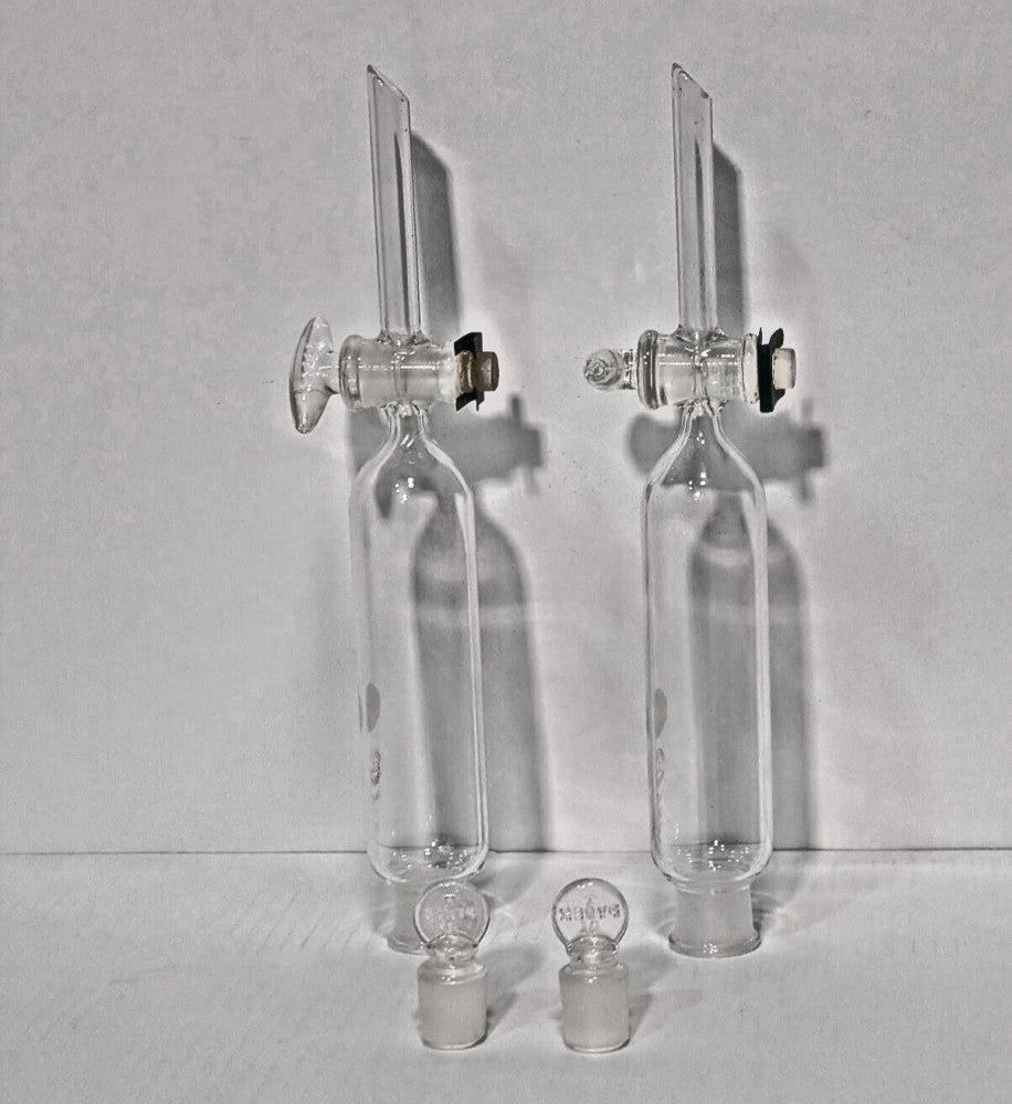 Lot of 2: Pyrex 60mL Labaratory Funnels with Glass Stoppers, Made in USA