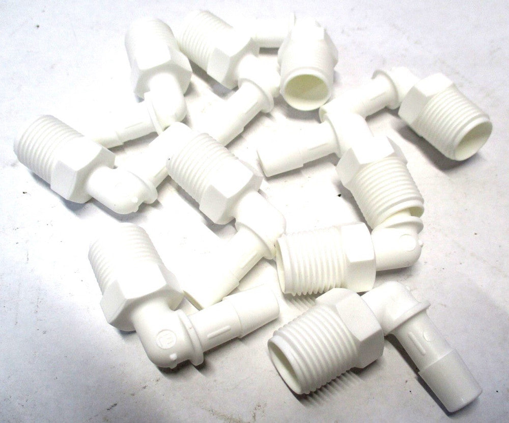 Eldon James (L6-6WP) 3/8" NPT x 3/8" ID White Polypropylene 90° Elbow - 10 PK