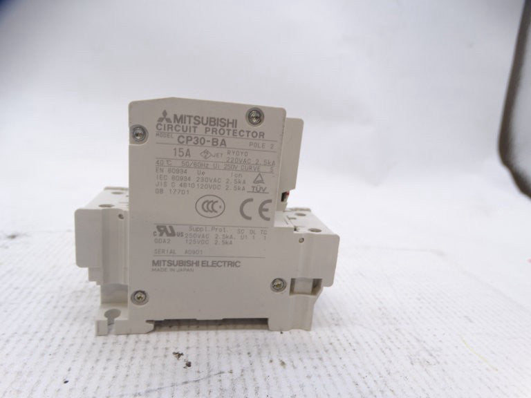 MITSUBISHI CP30-BA-1P-15A CIRCUIT BREAKER USED