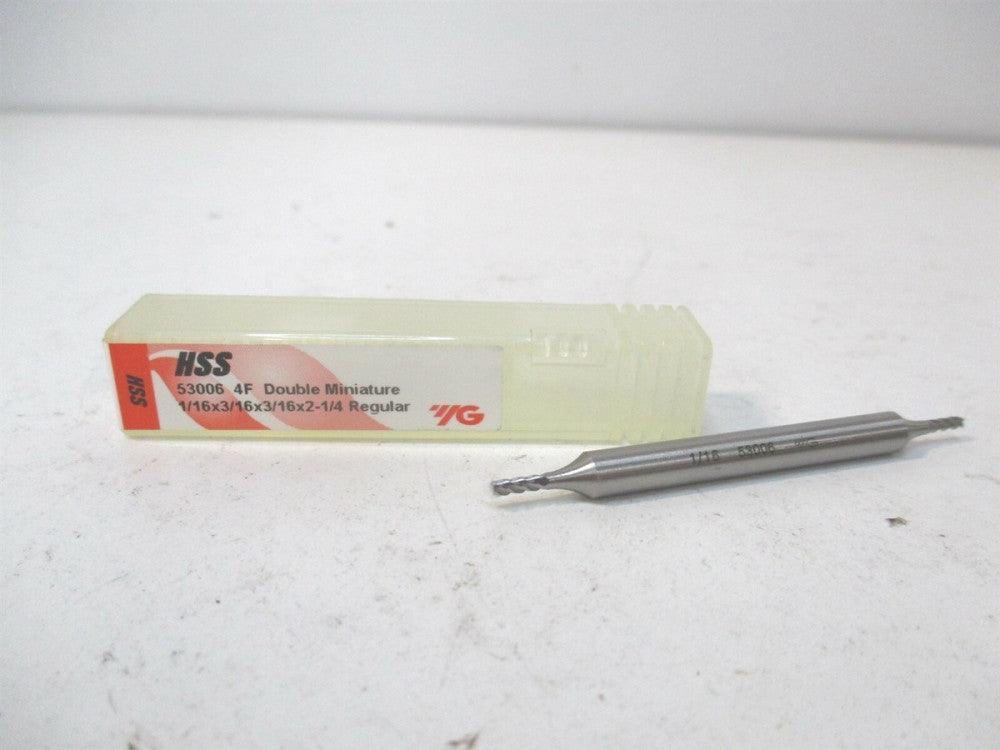 YG-1 (53006) 1/16″ × 3/16″ × 3/16″ × 2 1/4″ OAL HSS Uncoated 4-Flute Square End 