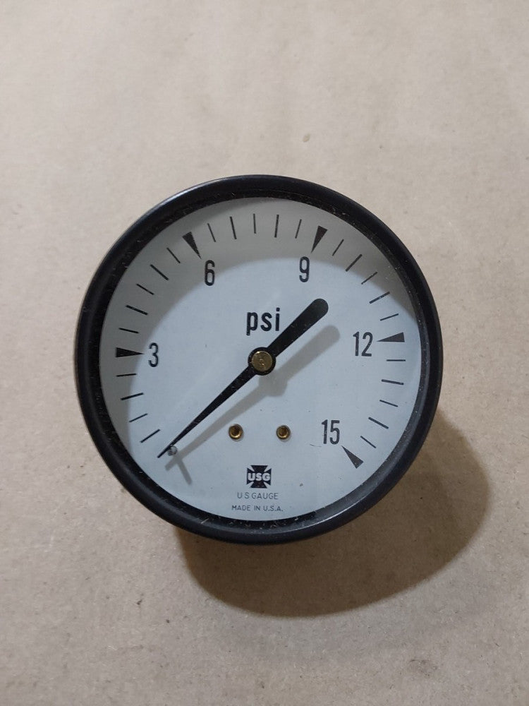 AmTek USG   Pressure Gauge Back Conn. 1/8" NPT  2.5" FACE  (0-15 psi) 
