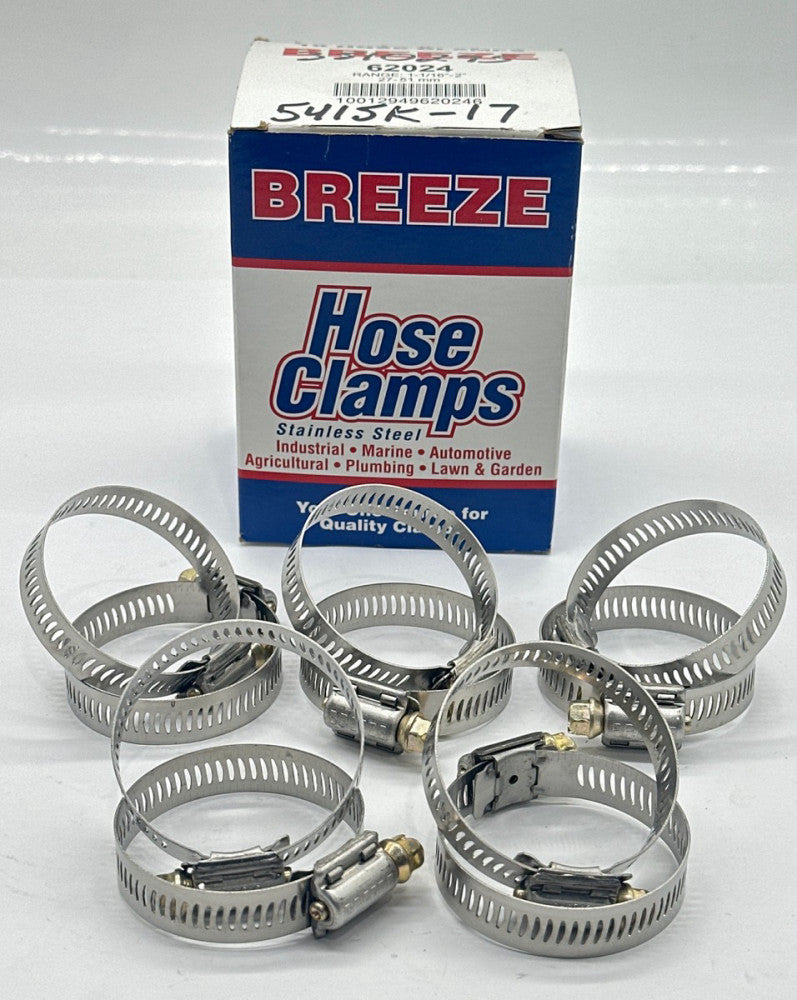 Breeze 62024 Hose Clamps, 1-1/16" to 2" Lot of 10