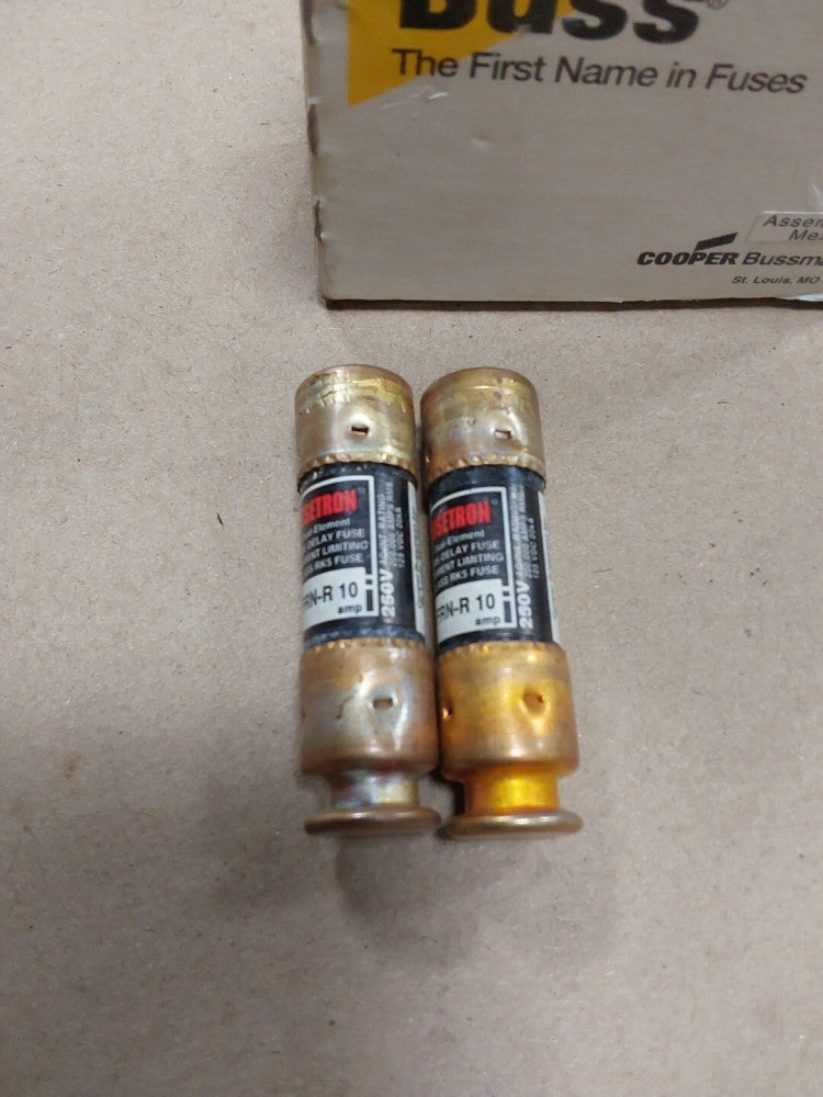 Bussmann Fusetron FRN-R-10 Current Limiting Dual Element Fuse, Box Of 2
