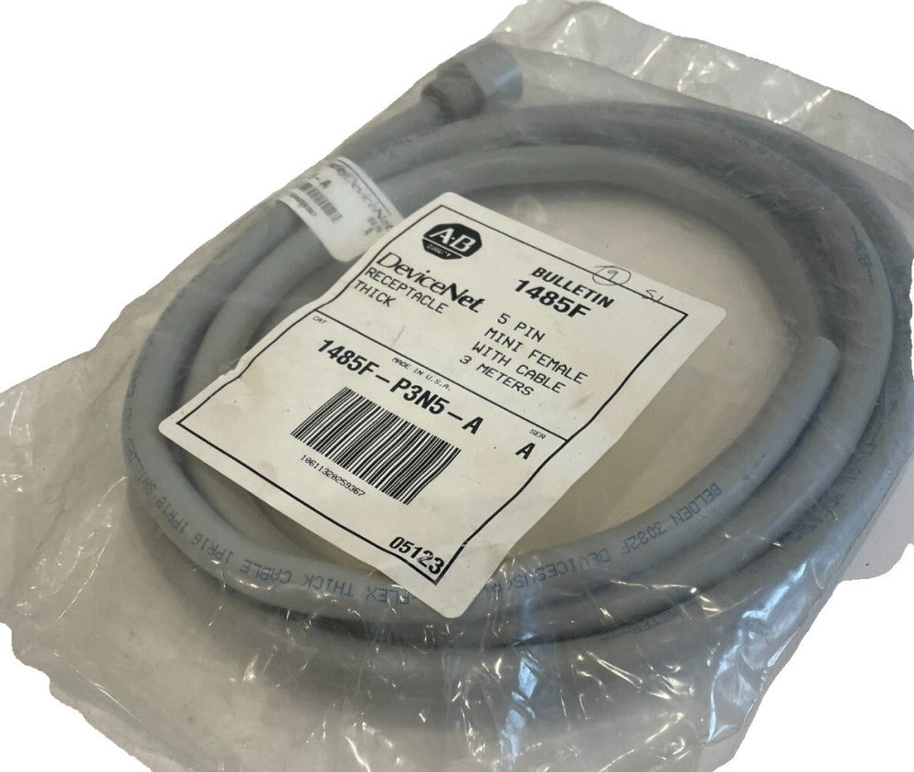 A / B 1485F-P3N5-A 5 PIN MINI FEMALE W/CABLE 3 METERS 1485FP3N5A NEW,SURPLUS