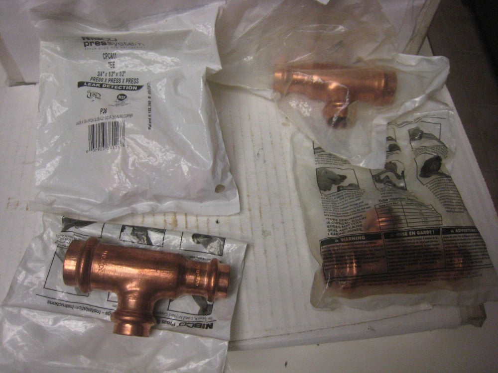 4 NIBCO 3/4 in x 1/2 in x 1/2 in. Copper Press x Press x Press Pressure Tees P36