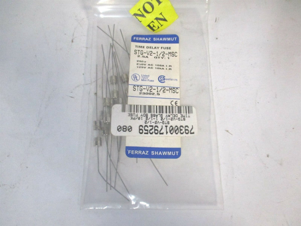 Ferraz Shawmut (STG-V3-1/2-MSC) 350 VAC Time Delay Miniature Glass Fuse - Qty 10