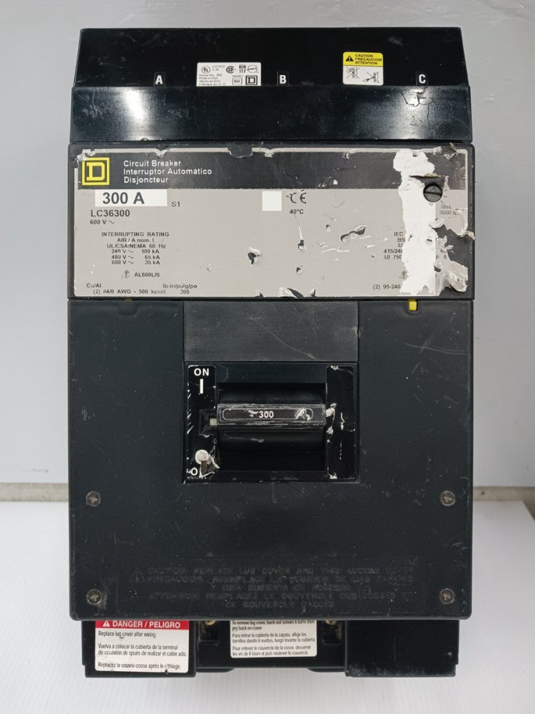 Square D 300 Amp I-Line Circuit Breaker 3 Pole 600 VAC 65kA LC36300