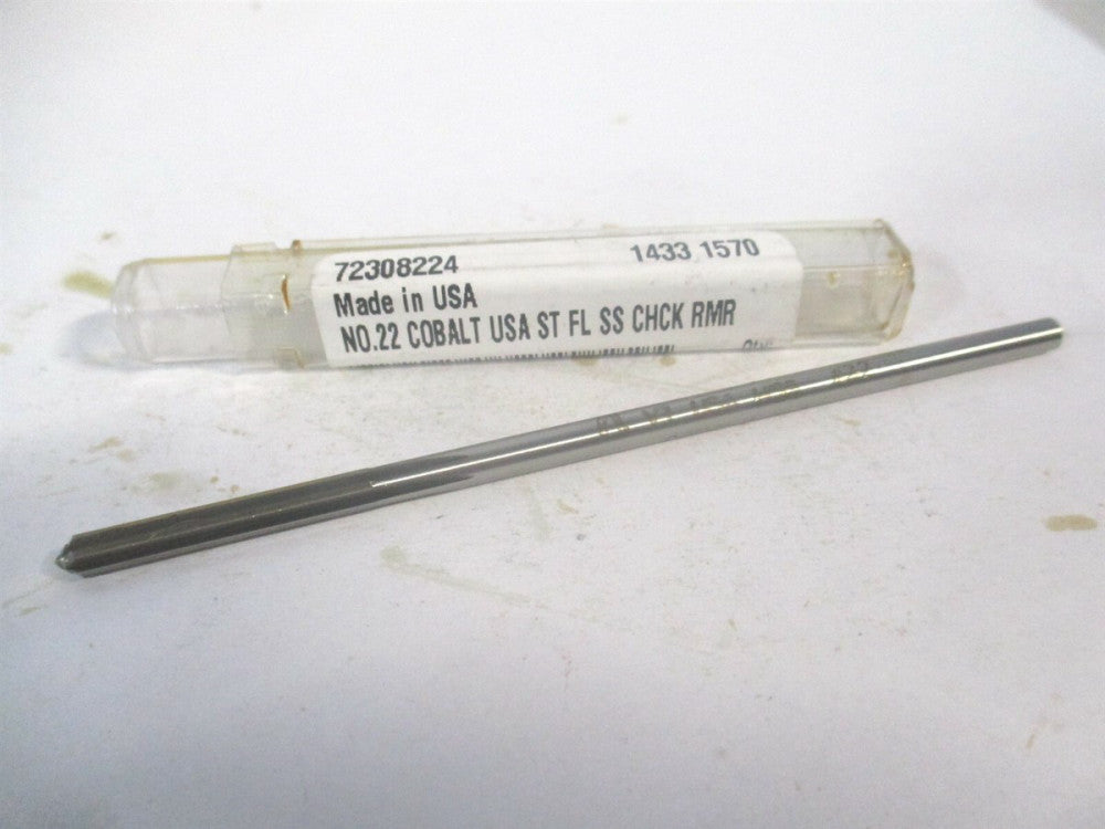 (1433-0.1570) #22 1" x 4" OAL 6Fl Straight Shank Cobalt RH Chucking Reamer 