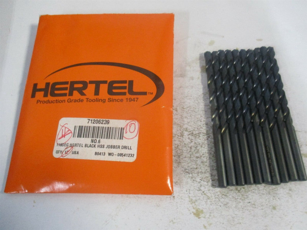 (71206239) #6 x 2-1/2" x 3-3/4" 118° High Speed Steel Jobber Drill - Pack of 10 