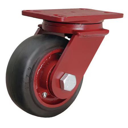 Hamilton S-Fm-6Rb Plate Caster,Swivel,Rubber,6 In.,540 Lb,Blk