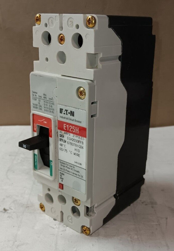 NEW EATON EGH2030FFB 30 AMP CIRCUIT BREAKER 2 POLE 600Y/347 VAC 100kA @ 240V